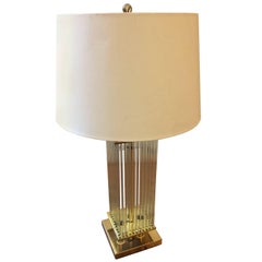 Cool Mid-Century Modern Lightolier Brass and Glass Rod Table Lamp