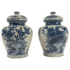 Netherlands Early 18th Century Pair of Delft Vases, circa 1700-1720