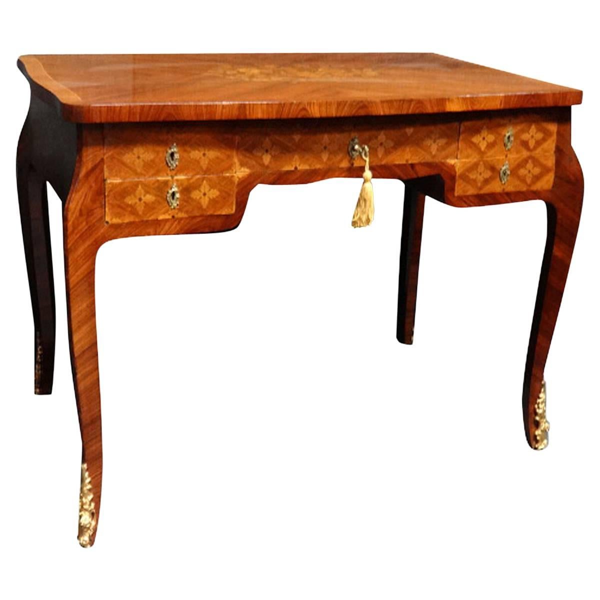 Superb French Kingwood Marquetry and Parquetry Desk For Sale