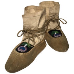 Antique Northern Plains Native American Beaded Mocassins, 19th Century 6