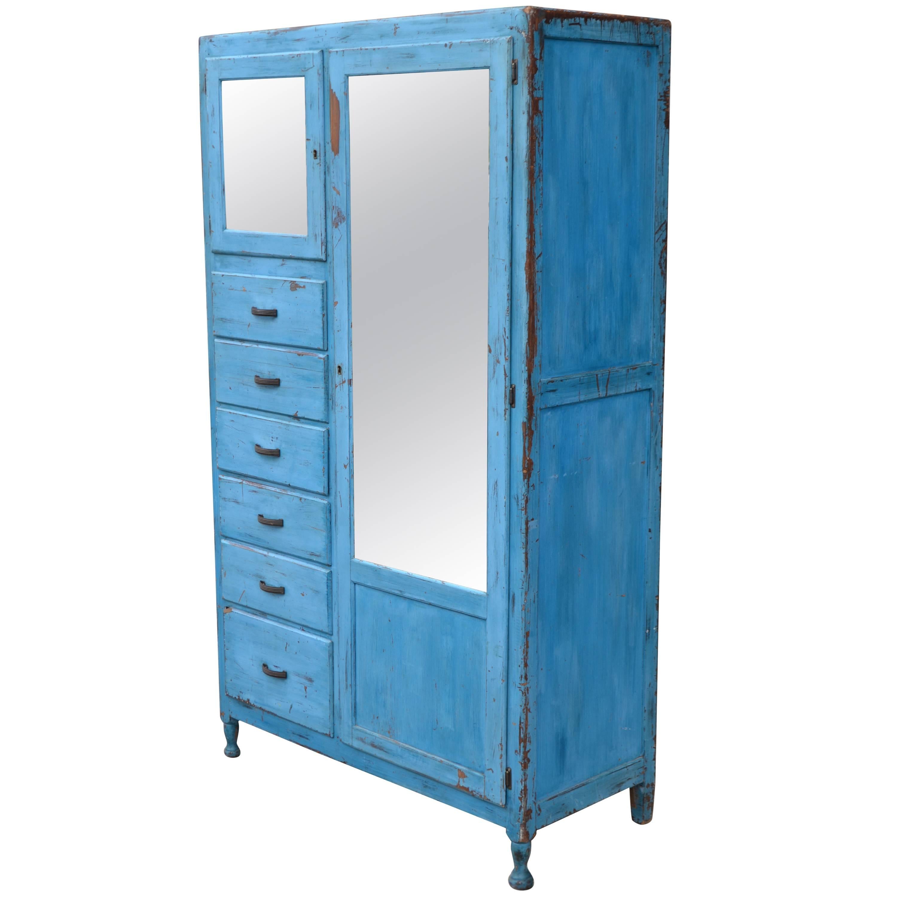 Storage Cupboard Closet, 1930s, in as-Found Blue for Home, Apartment, Cottage