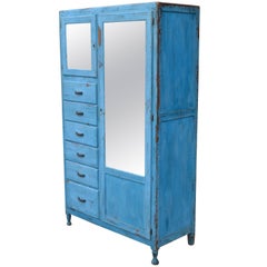 Vintage Storage Cupboard Closet, 1930s, in as-Found Blue for Home, Apartment, Cottage