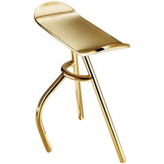 Stool, Standing Stool Made of Brass Signed, Made in France