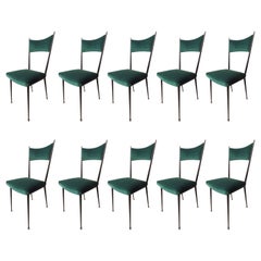 Huge Set of Ten Reupholstered Chairs, circa 1960