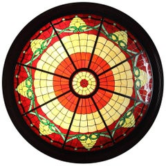 Late 20th Century Large Stained-Glass Chandelier