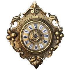19th Century Swedish Giltwood Wall Clock - Cartel