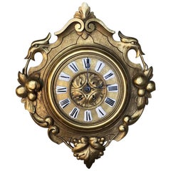 Antique 19th Century Swedish Giltwood Wall Clock - Cartel