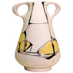 Vintage Israeli Harsa Expressionist Modern Art Pottery Cubist Vase