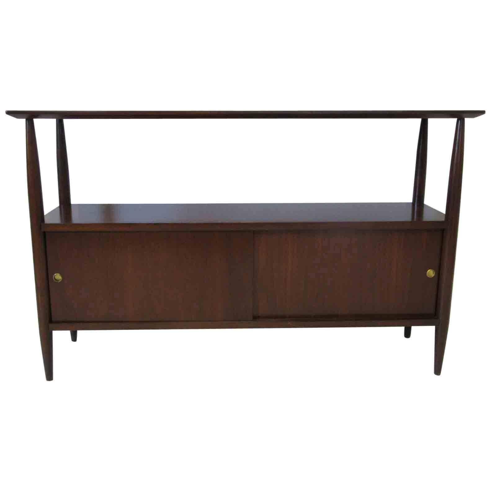 Walnut Mid-Century Console, Sever or Entertainment Center