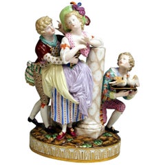 Meissen the Approach Loving Couple Pigeons Model I 60 Schoenheit Made circa 1860