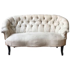 Small French Settee with Tufted Back and Cabriole Legs