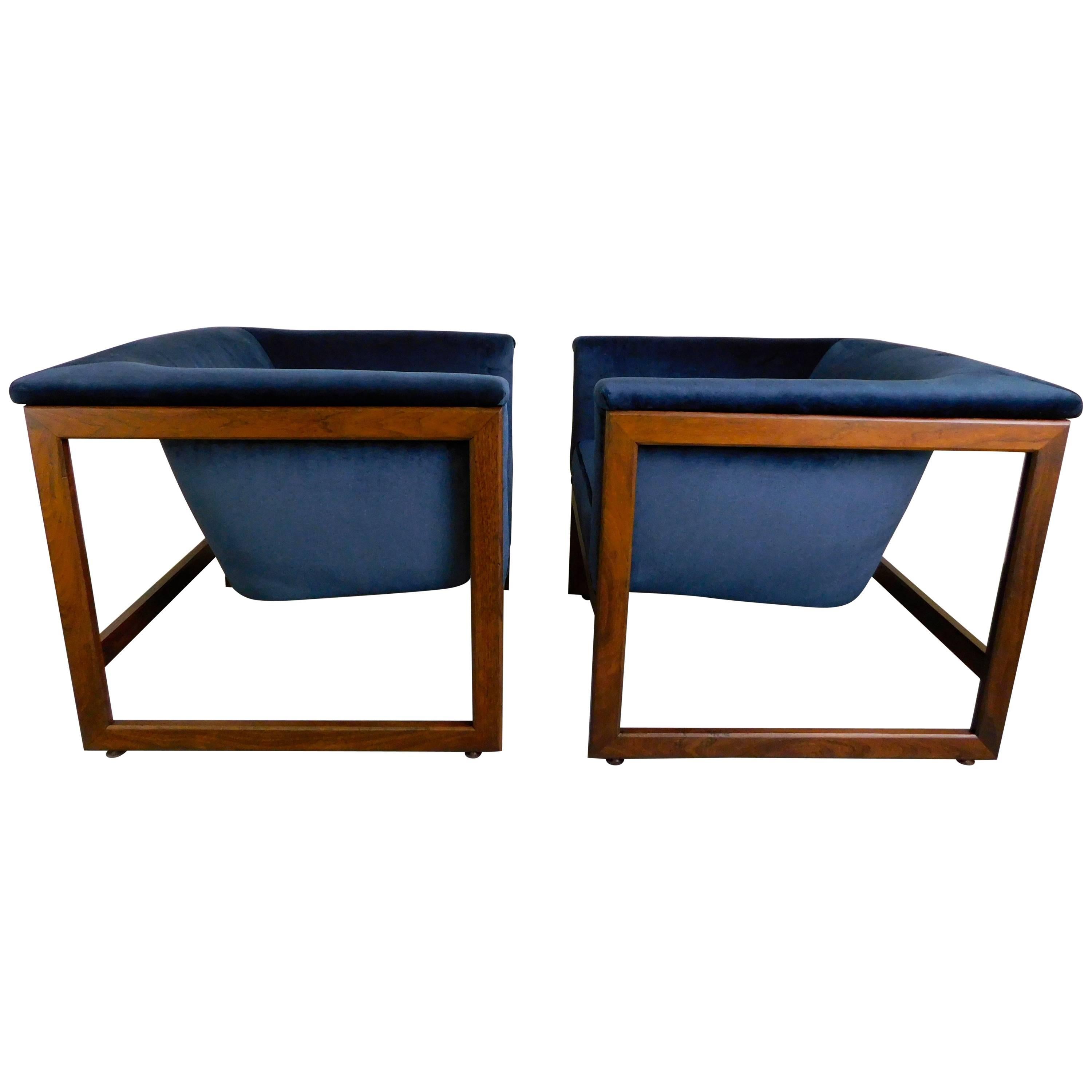 Pair of Floating Cube Chairs by Milo Baughman