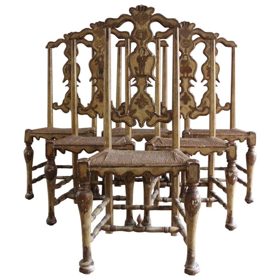Superb Group of Six Dining Chairs Attributed to Pierre Lotier