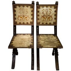 Pair of Chairs by Carlo Bugatti Italian Designer