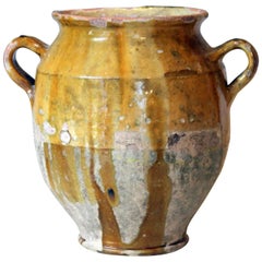 Antique French Country Pottery Confit Jar Pot Provence Faience Vase