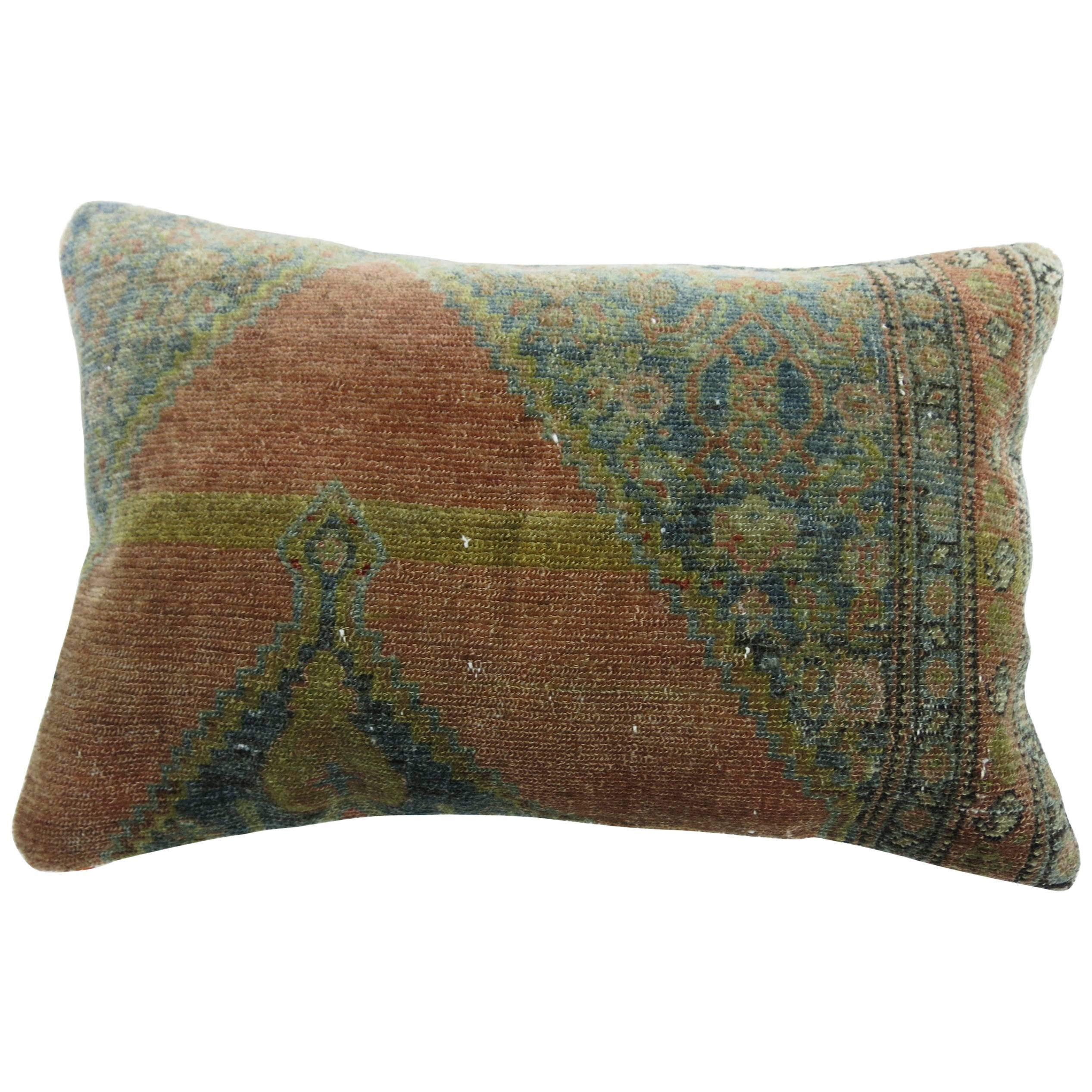 Copper Color Fine Persian Senneh Rug Pillow