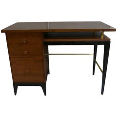 1950 Mahogany Desk/Vanity with Brass Accents 1