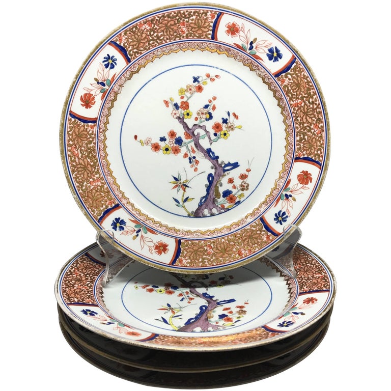 Spode Gilt Painted Tree of Life Plates For Sale at 1stdibs