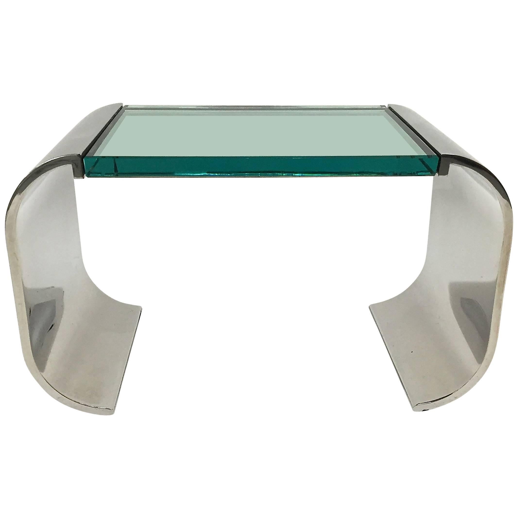 Stanley Jay Friedman for Brueton Stainless Steel and Glass Macao Low Table For Sale