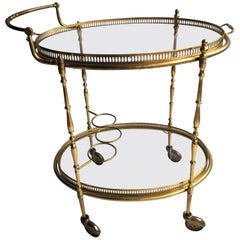 Vintage French Brass Drinks Trolley/Bar Cart