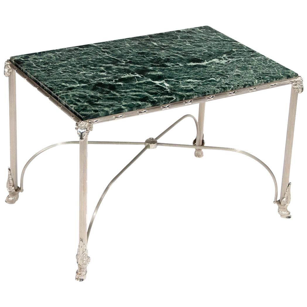 Nickel-Plated Marble-Topped Occasional Table
