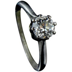 Vintage Pretty Platinum and Diamond Solitaire Ring, Size J