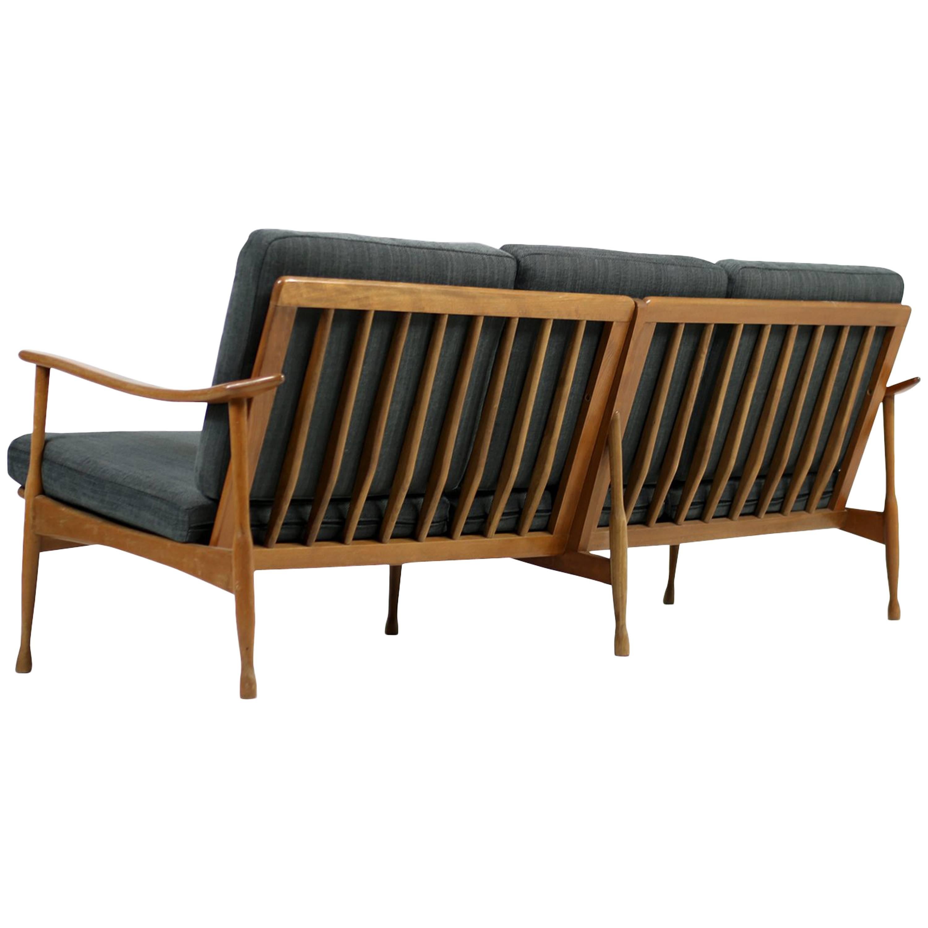 1950s Italian Organic Lounge Sofa Beechwood Mid-Century Modern, New Upholstery For Sale