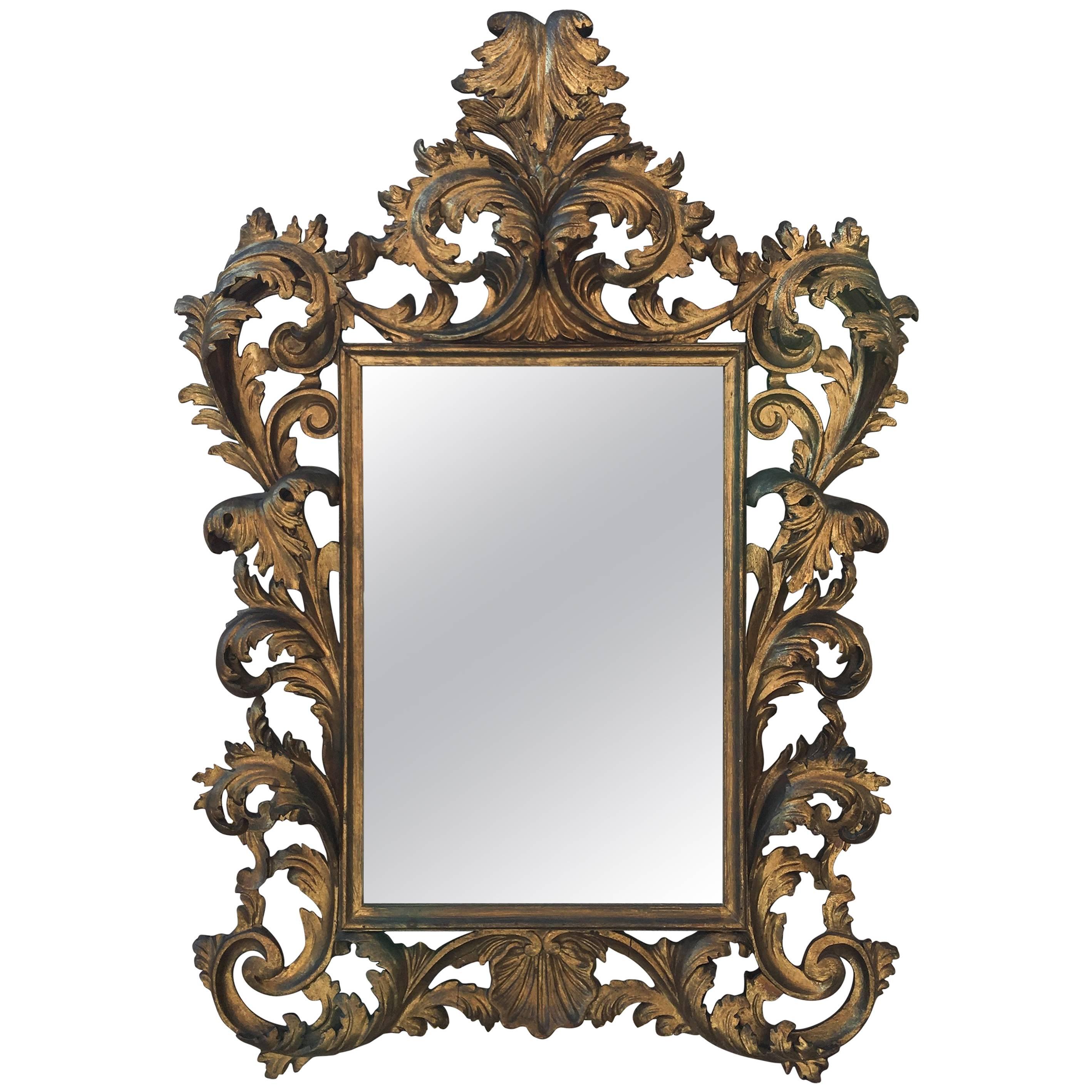 Ornately Carved Late 19th Century Gold Gilt Mirror
