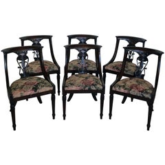 Antique Six Biedermeier 19th Century Side Chairs