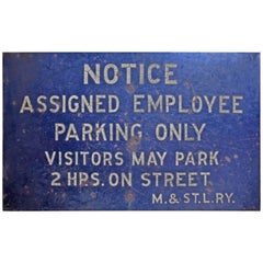 Vintage "Employee Parking Only" Sign, circa 1950