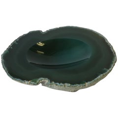 Vintage Emerald Green Agate Geode Vessel Bowl or Decorative Object