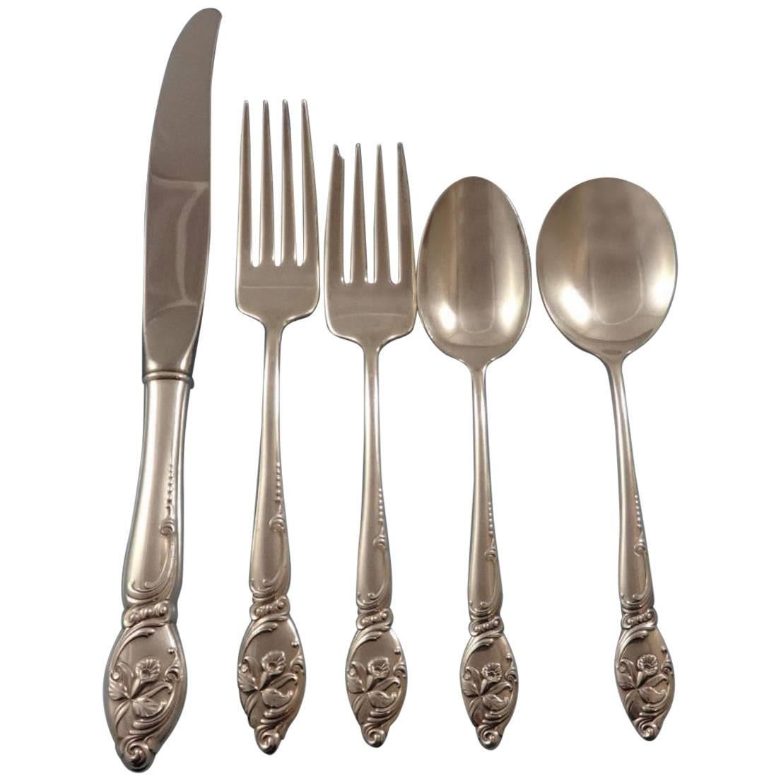 Enchanting Orchid by Westmorland Sterling Silver Flatware Service 8 Set 46 Pcs For Sale