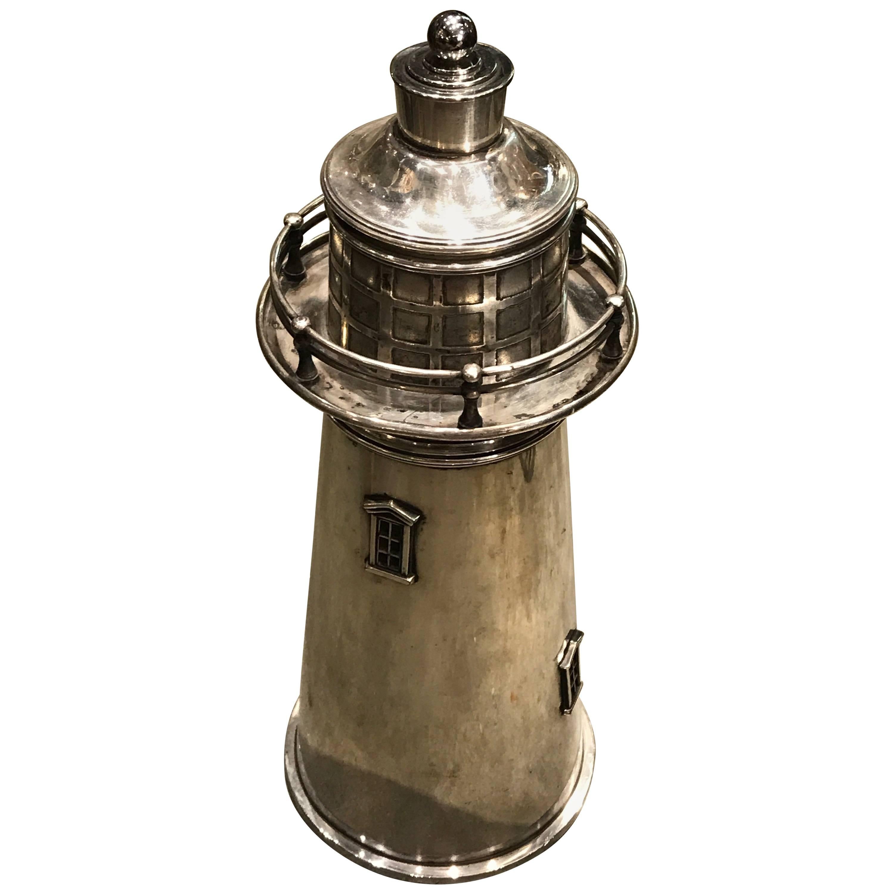Lighthouse Cocktail Shaker by Meriden International Silver Co For Sale