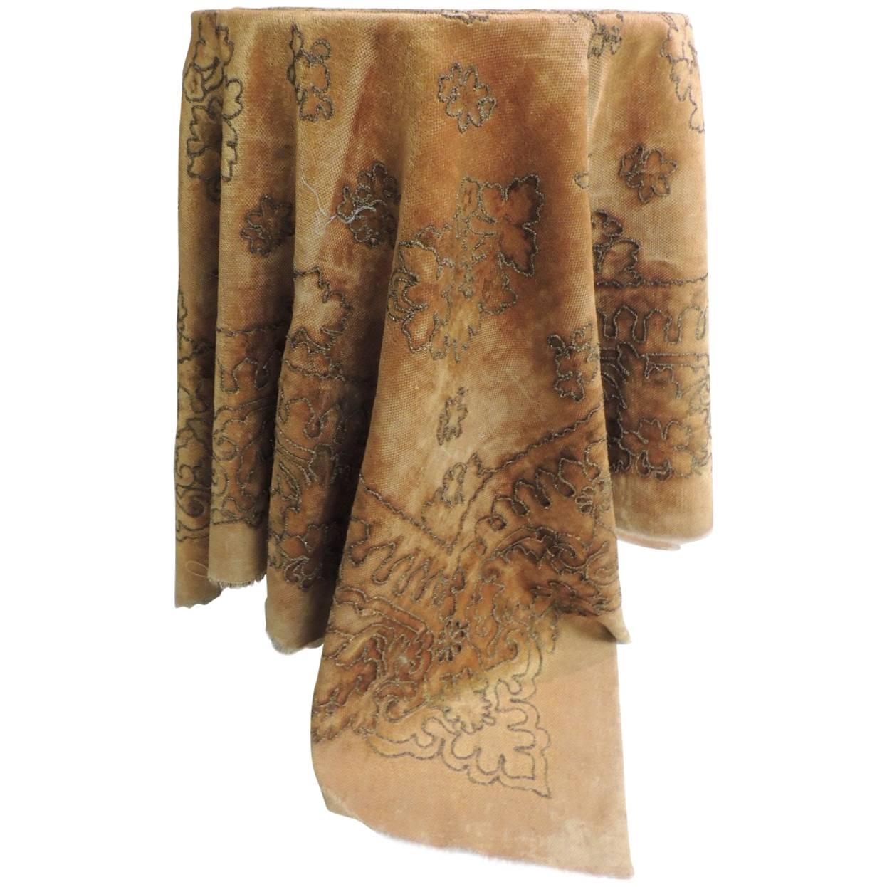 18th Century Italian Cotton Velvet Embroidery Cloth