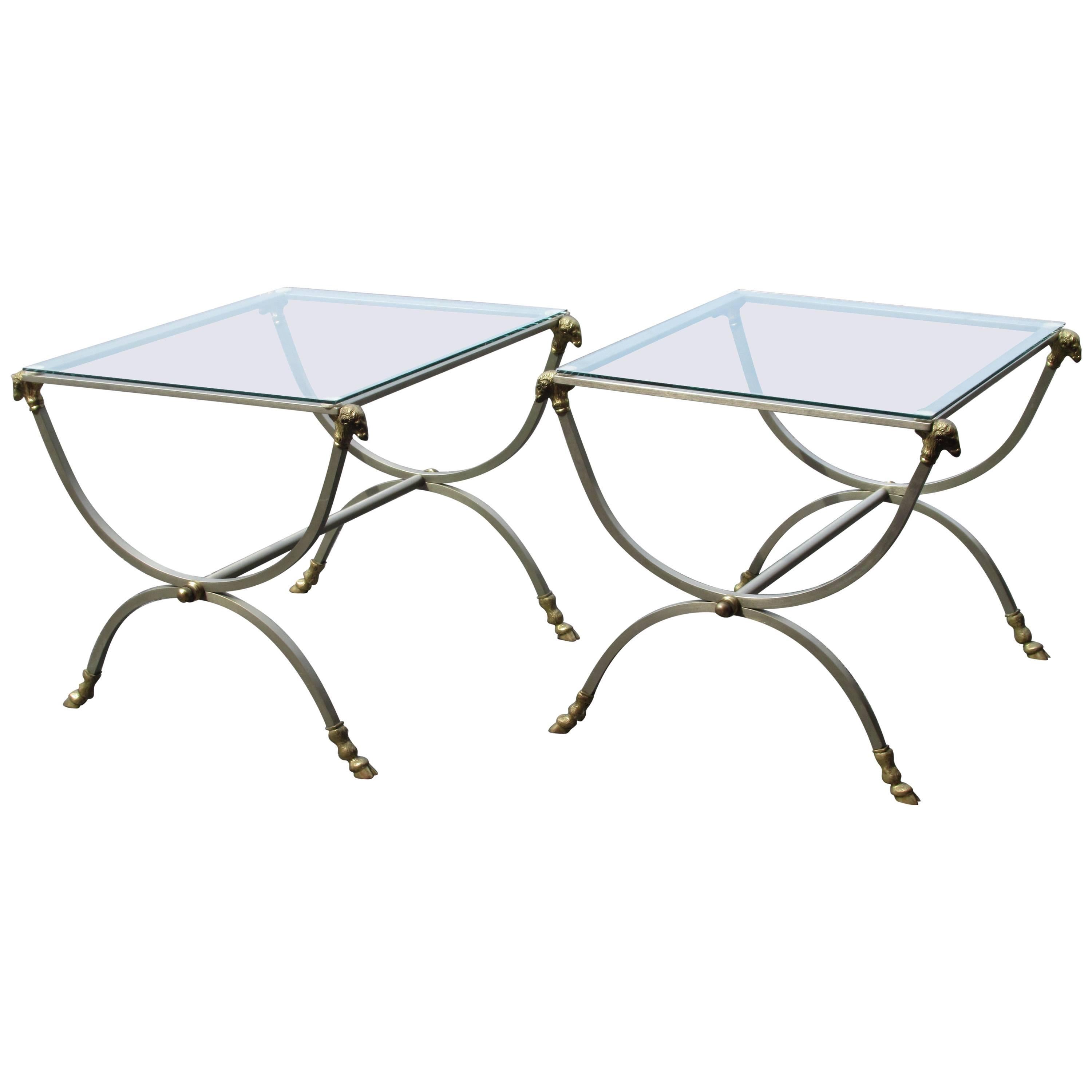  Neoclassical Steel and Bronze Tables 