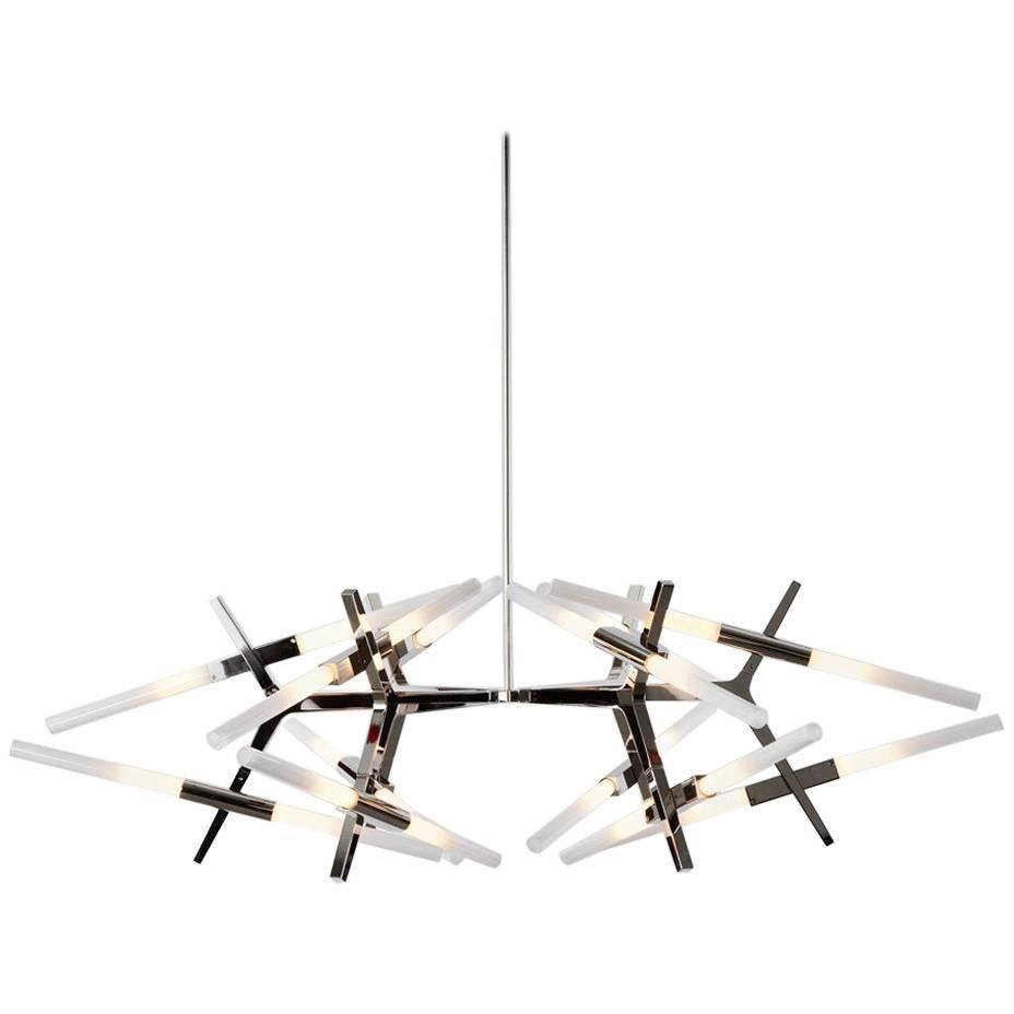 Lindsey Adelman x Roll and Hill Polished Nickel Astral Agnes 03 - 24 Chandelier For Sale