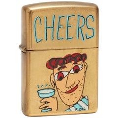 Vintage James Rizzi Hand-Painted "Cheers" Zippo
