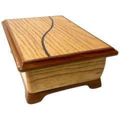 Handcrafted Solid Oak with Rosewood Inlay Jewelry Box