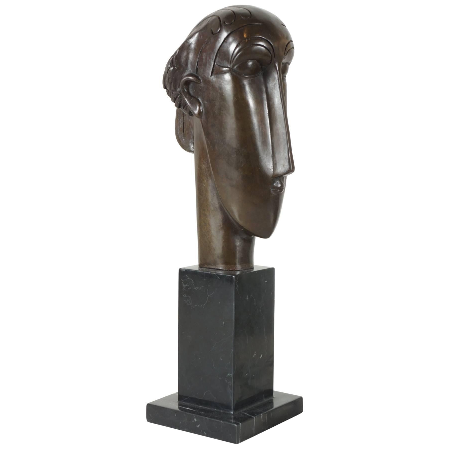 Modigliani Style Bust in Bronze