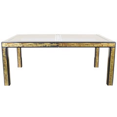 Vintage Etched Brass Dining Table by Mastercraft