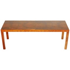 Vintage Milo Baughman for Directional Burled Walnut Low Console, circa 1980