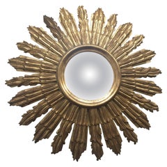 Vintage Giltwood Sunburst Convex Mirror