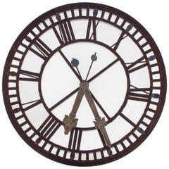 19th Century French Iron and Glass Clock Face from a French Church Tower