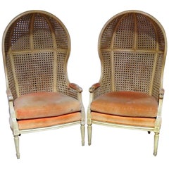 Vintage Pair Louis XVI Style Caned Porter Chairs