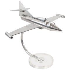 Mid-Century Modern Cast Aluminium Model Jet Plane Airplane, Lucite Base 3