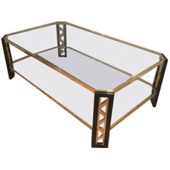 Lucite and Gold Coffee Table, French, circa 1970