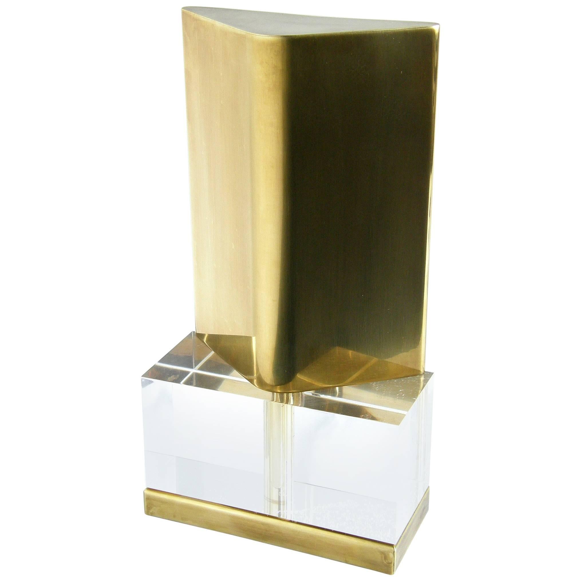Chapman Lucite and Brass Reflector Lamp