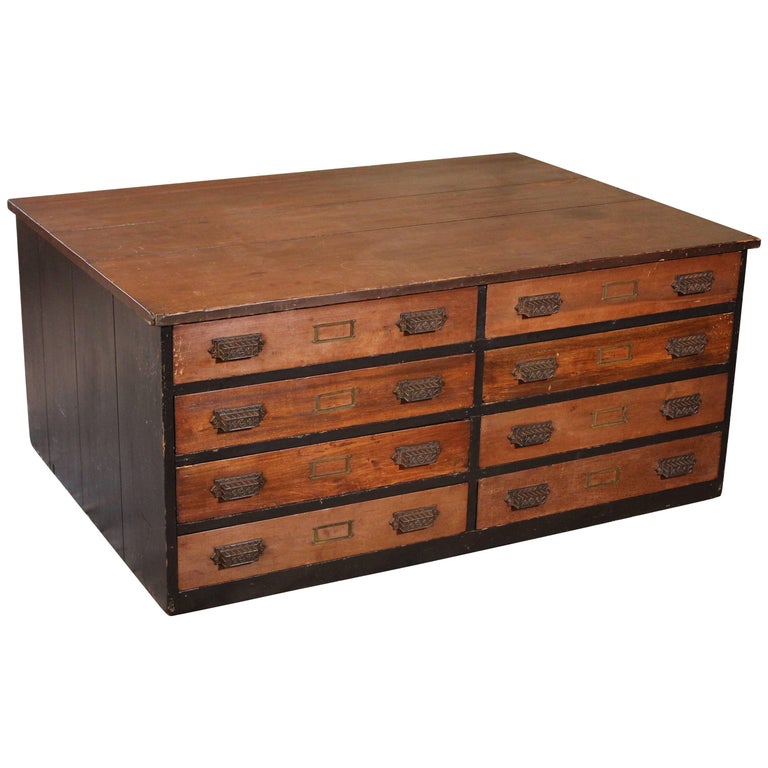 Rustic Wooden Storage Flat File or Table Industrial Modern For