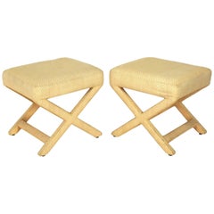Pair of Upholstered X-Stools