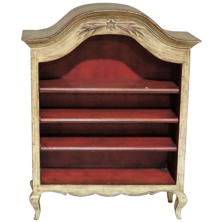Country French Distressed Cream Painted Diminutive Bookcase at 1stDibs